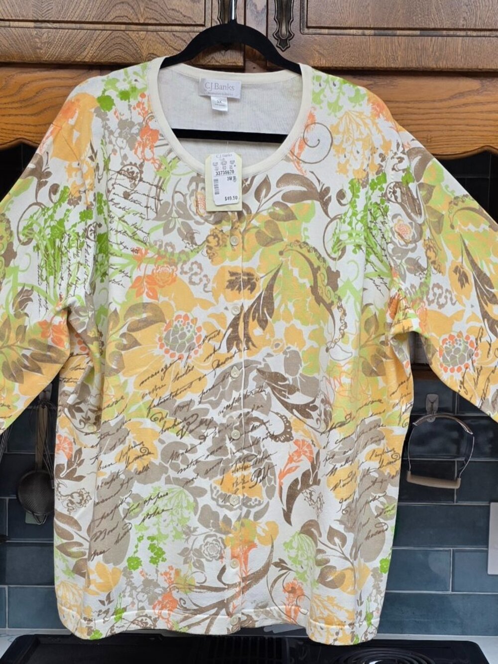 C902 CJ Banks Button Down Sweater Long Sleeve Fall Colors